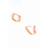 Oseshop İtalyan 925 Ayar Gümüş Üzerine Rose Altın Kaplama Oval Trend Halka Küpe