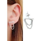 Oseshop İtalyan 925 Ayar Gümüş Zincir Detaylı Tasarım Tek Küpe