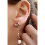 Oseshop İtalyan Tasarımı 925 Ayar Gümüş Tasarım İnci Küpe