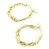 Oseshop İtalyan Tasarımı 925 Ayar Gümüş Üzerine Altın Kaplama Halat Sarmal Trend Halka Küpe