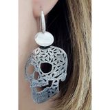 Oseshop KuruKafa Detaylı 925 Ayar Gümüş İtalyan Tasarımı Küpe