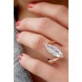 Oseshop Pırlanta Parlaklığında 925 Ayar Gümüş Rose Tek Taş Yüzük
