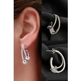 Oseshop Pırlanta Parlaklığında Zirkon Taşlı 925 Ayar Gümüş İtalyan Oval Küpe