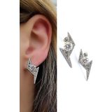 Oseshop Pırlanta Parlaklığında Zirkon Taşlı 925 Ayar Gümüş ıtalyan tasarımı Küpe