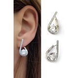 Oseshop Pırlanta Parlaklığında Zirkon Taşlı 925 Ayar Gümüş İtalyan Tasarımı Spiral Halka Küpe