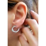 Oseshop Pırlanta Parlaklığında Zirkon Taşlı 925 Ayar Gümüş İtalyan Tasarımı Spiral Küpe