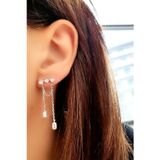 Oseshop Pırlanta Parlaklığında Zirkon Taşlı 925 Ayar Gümüş Sallantılı Küpe