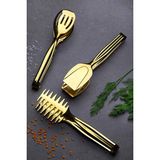 Osiris Model Gold Servis Sunum Makarna Pasta Salata Kek Maşa Seti Takımı (3 ) Parça - Gold - Gümüş