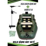 Oslo Fishing Team Haki Şişme Bot Seti 2.40MT Paslanmaz Çelik Malzeme ile Dayanıklı Tasarım - Beyaz - Mavi