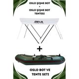Oslo Fishing Team Haki Şişme Bot ve Tente Seti 240cm x 128cm Dayanıklı Tasarım ile Balıkçılık İçin