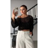 Oslove Siyah Pullu Salaş Triko Bluz