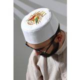 Osmanlı Arma Desenli Kalıp Kumaş Takke Beyaz Beyaz 56