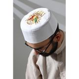 Osmanlı Arma Desenli Kalıp Kumaş Takke Beyaz Beyaz 60