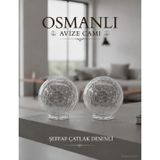 Osmanlı Avize Camı Şeffaf Çatlak Desenli 2 Adet