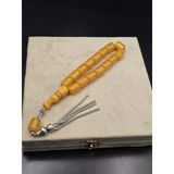 Osmanlı Benzetme Çubuk Sıkma Kehribar Tespih Efe Boy 17 Habbe 11X14 Mm Bal Sarısı No:6