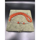Osmanlı Benzetme Sıkma Kehribar Tesbih (Ateş Kırmızısı, 9x10 mm) OT-SKM-KHRBR-016