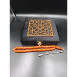 Osmanlı Benzetme Sıkma Kehribar Tesbih (Turuncu, 10x9 mm) OT-SKM-KHRBR-018
