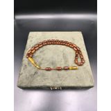 Osmanlı Benzetme Sıkma Kehribar Tesbih (Tütün Kehribarı, 12x7 mm) OT-SKM-KHRBR-014