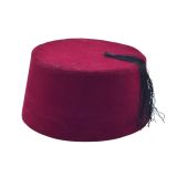 Osmanlı Bordo Erkek Püsküllü Damat Kına Fesi 9,5cm Kısa (54 cm)