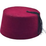 Osmanlı Bordo Erkek Püsküllü Damat Kına Fesi 9,5cm Kısa - 60 cm