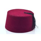 Osmanlı Bordo Erkek Püsküllü Damat Kına Fesi 9,5Cm Kısa