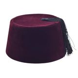 Osmanlı Bordo Püsküllü Damat Kına Erkek Fesi 11,5Cm Uzun