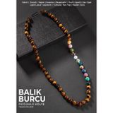 Osmanlı Değerli Taş Balık Burcu Düğümlü Kolye Sertifikalı Doğal Taşlı (Turkuaz, Kunzit, Lepidolit ,Florit, Kaplan Gözü)