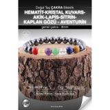 Osmanlı Değerli Taş Çakra Doğal Taş Bileklik - Hematit-Kristal Kuvars-Akik-Lapis-Sitrin-Kaplan Gözü - Aventurin 8Mm B792
