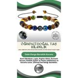 OSMANLI DEĞERLİ TAŞ Öğrenci Doğal Taş Bileklik-Karlı Obsidyen-Lapis-Kaplan Gözü-Dumanlı Kuvars-Sodalit-Kalsit-Yeşim