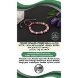 Osmanlı Değerli Taş Pembe Kuvars, Pembe Opal, Altın Rutilli Kuvars, Hakiki Yemen Akiği, Rodokrozit, Kunzit Bileklik B905