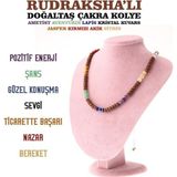 Osmanlı Değerli Taş Rudraksha'Lı Doğaltaş Çakra Kolye Ametist Aventurin Lapis Kristal Kuvars Jasper 6 Mm M448