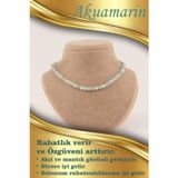 Osmanlı Değerli Taş Sertifikalı Akuamarin 6 Mm Kolye (Düğümsüz)