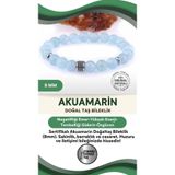 Osmanlı Değerli Taş Sertifikalı Akuamarin (Aquamarine)-Doğaltaş Bileklik-8Mm- B315