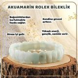 Osmanlı Değerli Taş Sertifikalı Akuamarin Doğal Taş Roleks Bileklik 15 Mm - B775