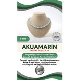 Osmanlı Değerli Taş Sertifikalı Akuamarin Doğaltaş Kolye 8 Mm, M502