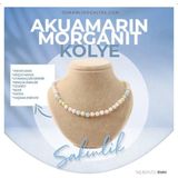 Osmanlı Değerli Taş Sertifikalı Akuamarin, Morganit Doğaltaş Kolye 8 Mm, M503