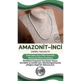 Osmanlı Değerli Taş Sertifikalı Amazonit İnci Doğal Taş Gümüş Kapama Kolye