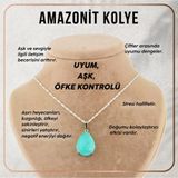 Osmanlı Değerli Taş Sertifikalı Amazonit Kolye Ucu (Gümüş Zincir Hediye) Pirinç Çerçeve
