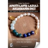 Osmanlı Değerli Taş Sertifikalı Apatit-Lapis Lazuli-Akuamarin-İnci Doğal Taş Altın Kaplama Gümüş Charm Bileklik Odt121