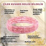 Osmanlı Değerli Taş Sertifikalı Çilek Kuvars Doğal Taş Roleks Bileklik - B477