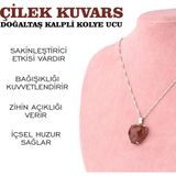 Osmanlı Değerli Taş Sertifikalı Çilek Kuvars Doğaltaş Kalpli Kolye Ucu, Gümüş Zincirle Beraber M438