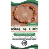 OSMANLI DEĞERLİ TAŞ Sertifikalı Doğal Taş Güneş Taşı-Sitrin Naturel Kesim Makrome Bileklik ODT007