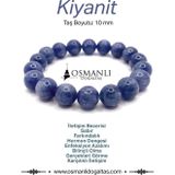 Osmanlı Değerli Taş Sertifikalı Hakiki Orijinal Kyanit (Kiyanit) Doğal Taş Bileklik 1. Sınıf Kalite 10Mm
