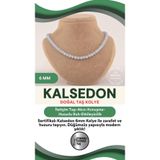 Osmanlı Değerli Taş Sertifikalı Kalsedon 6 Mm Kolye (Düğümsüz)
