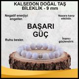 Osmanlı Değerli Taş Sertifikalı Kalsedon Doğal Taş Bileklik 9 Mm - B863
