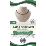 Osmanlı Değerli Taş Sertifikalı Karlı Obsidyen Doğaltaş Kolye 4 Mm, M484