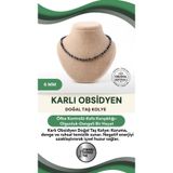 Osmanlı Değerli Taş Sertifikalı Karlı Obsidyen Doğaltaş Kolye 6 Mm, M573