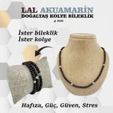 Osmanlı Değerli Taş Sertifikalı Lal Akuamarin Doğaltaş Kolye Bileklik 4 Mm, M425