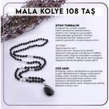 Osmanlı Değerli Taş Sertifikalı Mala Kolye 108 Taş- Siyah Turmalin-Ay Taşı-Göz Akik