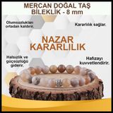 Osmanlı Değerli Taş Sertifikalı Mercan Doğal Taş Bileklik 8 Mm B879